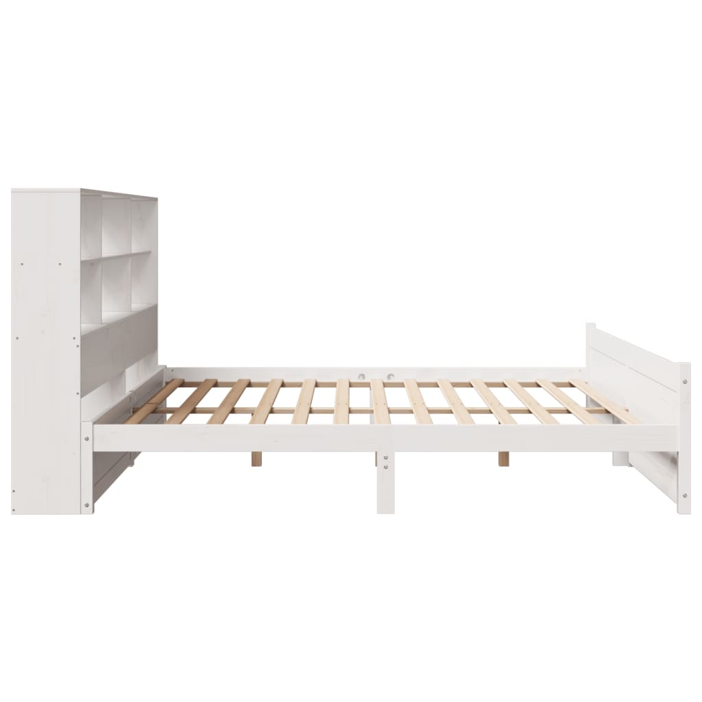 Bed met boekenkast zonder matras grenenhout wit 180x200 cm