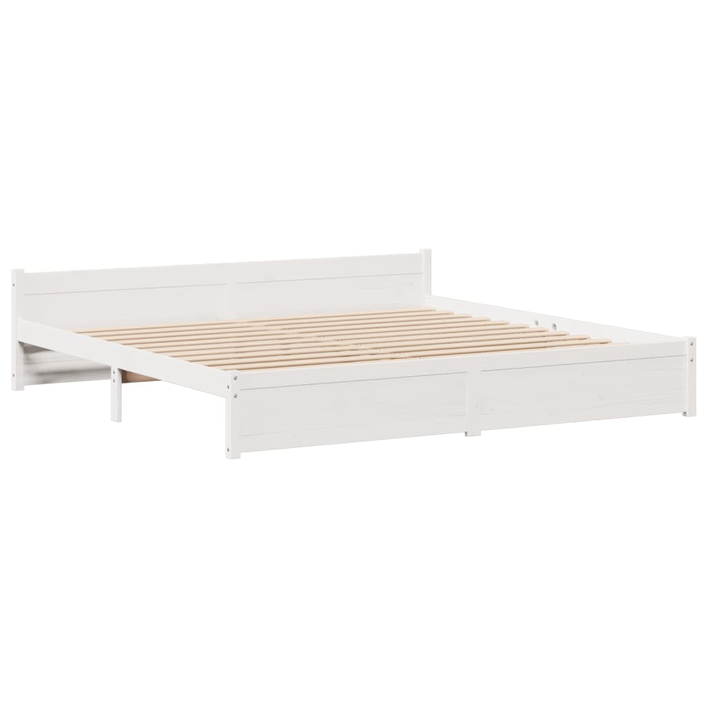 Bed met boekenkast zonder matras grenenhout wit 180x200 cm