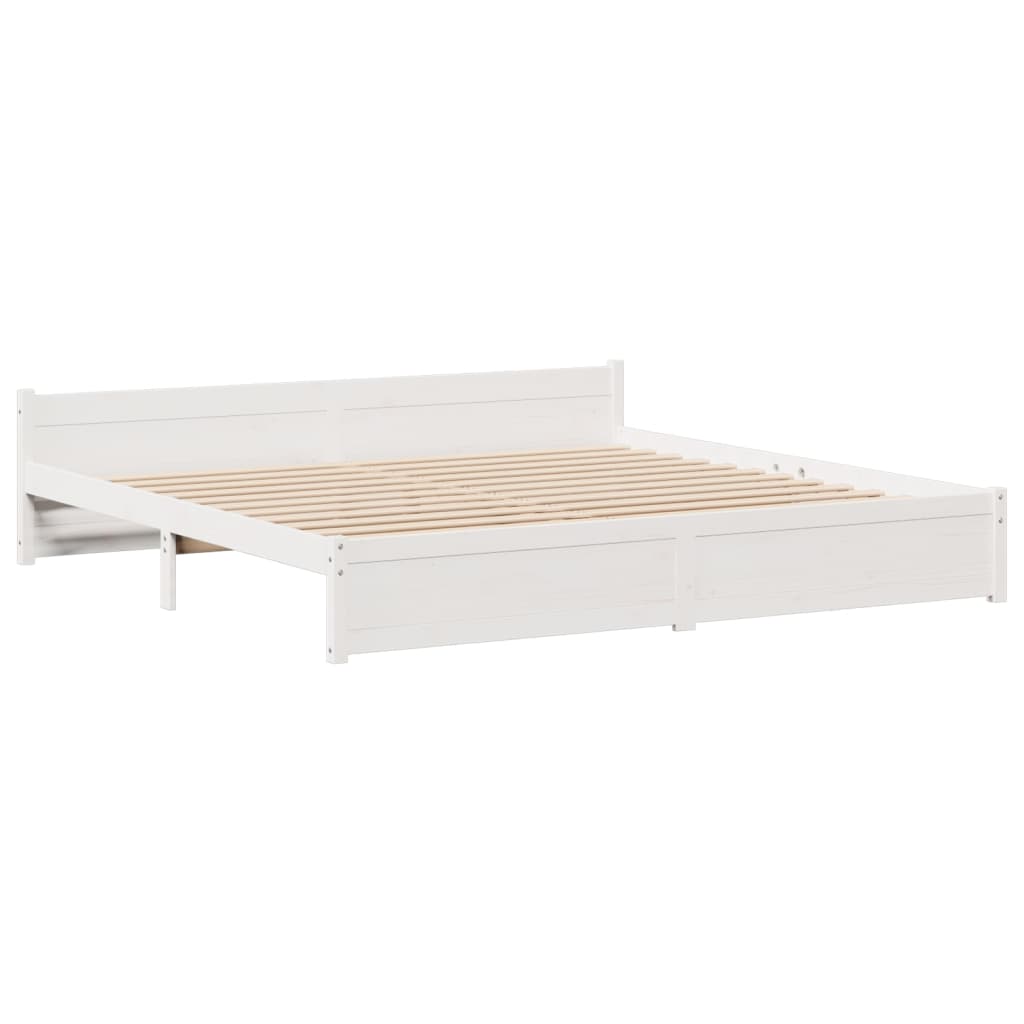 Bed met boekenkast zonder matras grenenhout wit 200x200 cm