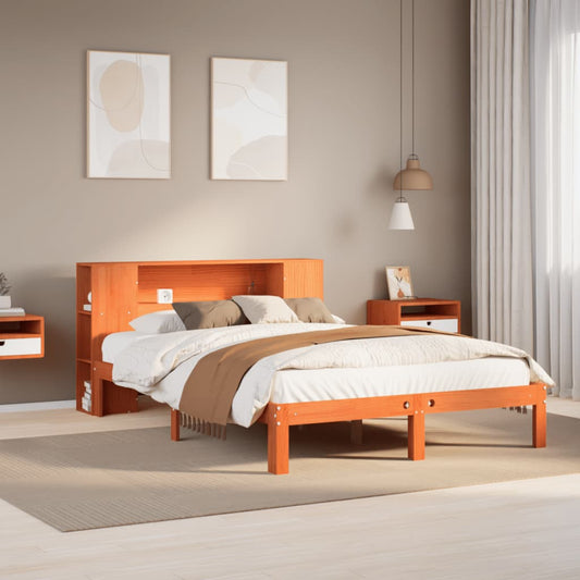 Bed met boekenkast zonder matras grenenhout wasbruin 140x190 cm Bedden & bedframes | Creëer jouw Trendy Thuis | Gratis bezorgd & Retour | Trendy.nl