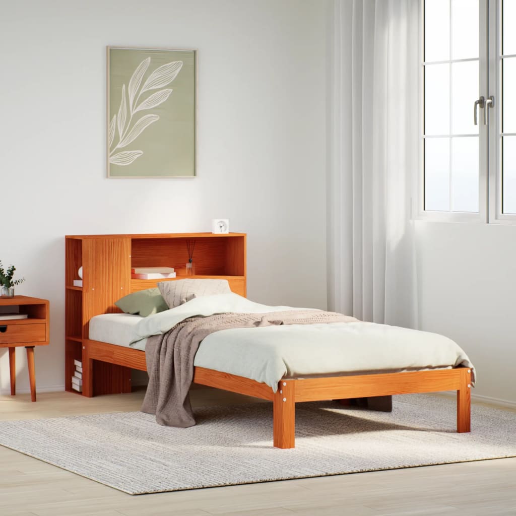 Bed met boekenkast zonder matras grenenhout wasbruin 90x190 cm Bedden & bedframes | Creëer jouw Trendy Thuis | Gratis bezorgd & Retour | Trendy.nl