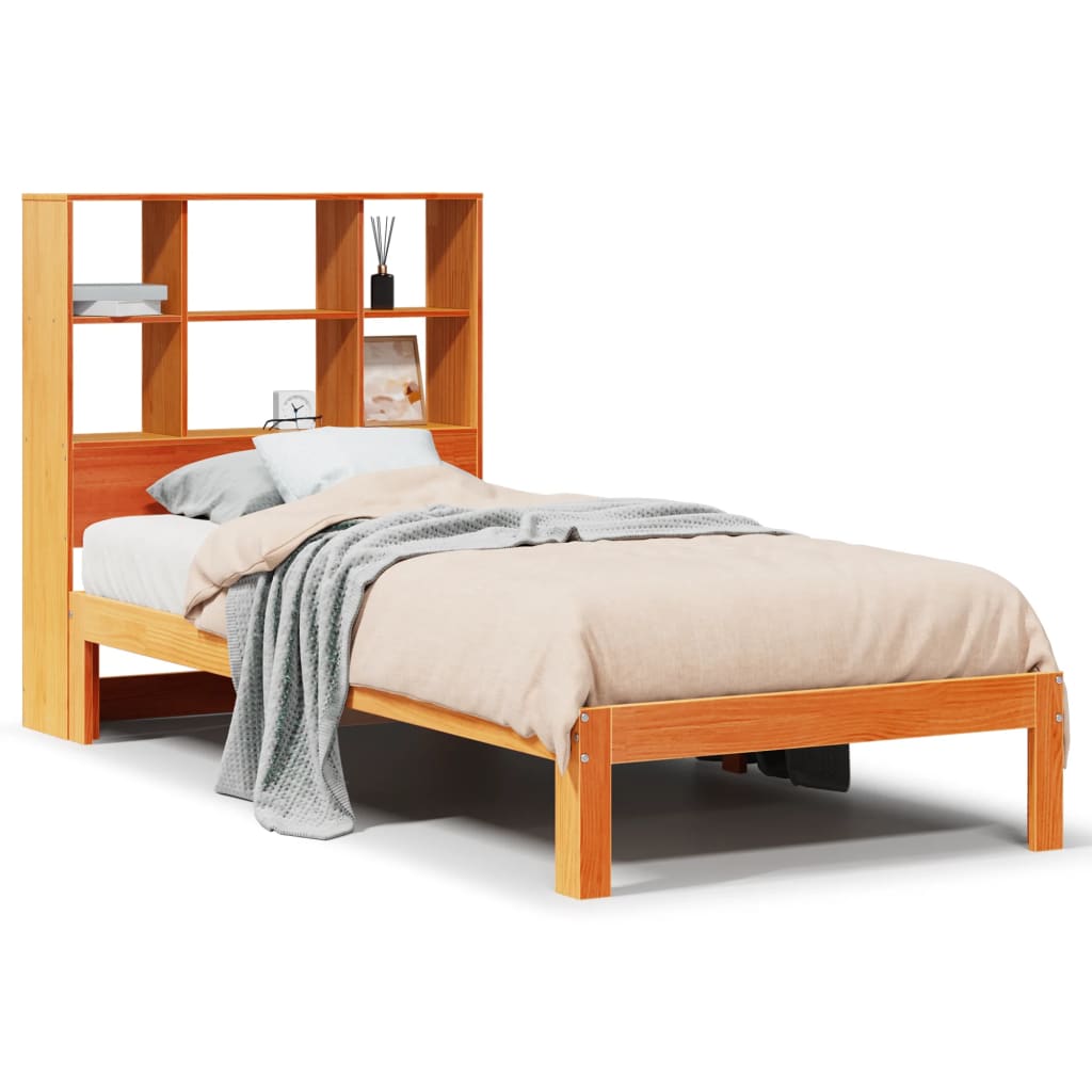 Bed met boekenkast zonder matras grenenhout wasbruin 75x190 cm Bedden & bedframes | Creëer jouw Trendy Thuis | Gratis bezorgd & Retour | Trendy.nl