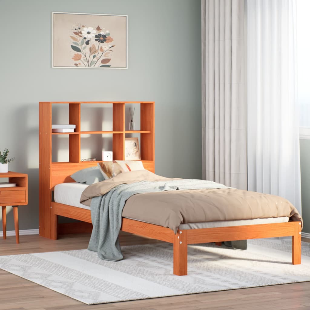 Bed met boekenkast zonder matras grenenhout wasbruin 75x190 cm Bedden & bedframes | Creëer jouw Trendy Thuis | Gratis bezorgd & Retour | Trendy.nl