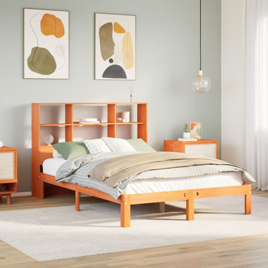 Bed met boekenkast zonder matras grenenhout wasbruin 120x190 cm Bedden & bedframes | Creëer jouw Trendy Thuis | Gratis bezorgd & Retour | Trendy.nl