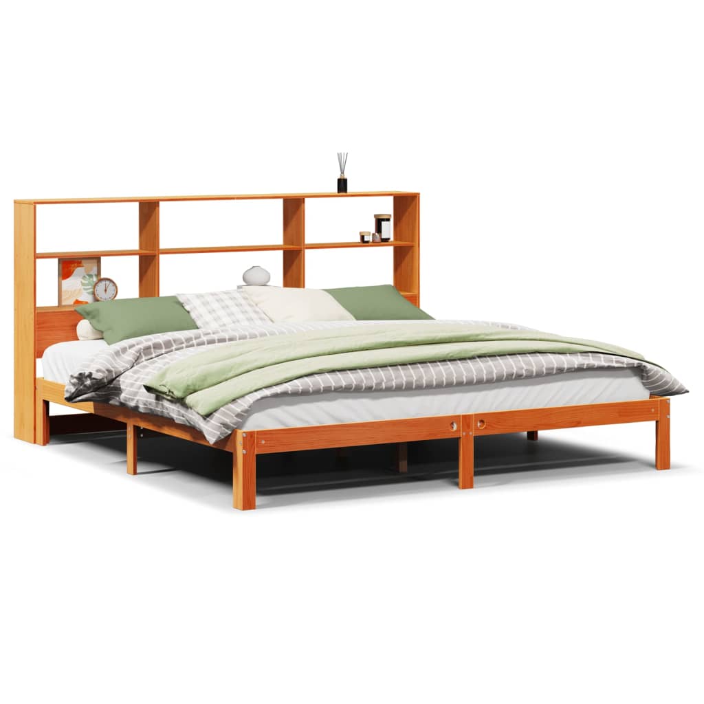 Bed met boekenkast zonder matras grenenhout wasbruin 180x200 cm Bedden & bedframes | Creëer jouw Trendy Thuis | Gratis bezorgd & Retour | Trendy.nl