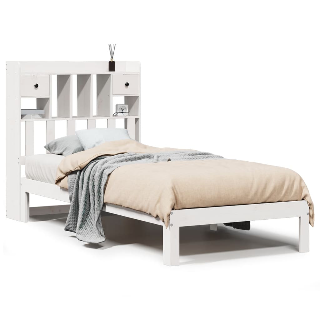 Bed met boekenkast zonder matras grenenhout wit 90x190 cm Bedden & bedframes | Creëer jouw Trendy Thuis | Gratis bezorgd & Retour | Trendy.nl