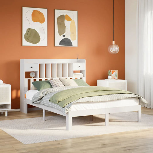 Bed met boekenkast zonder matras grenenhout wit 140x190 cm Bedden & bedframes | Creëer jouw Trendy Thuis | Gratis bezorgd & Retour | Trendy.nl