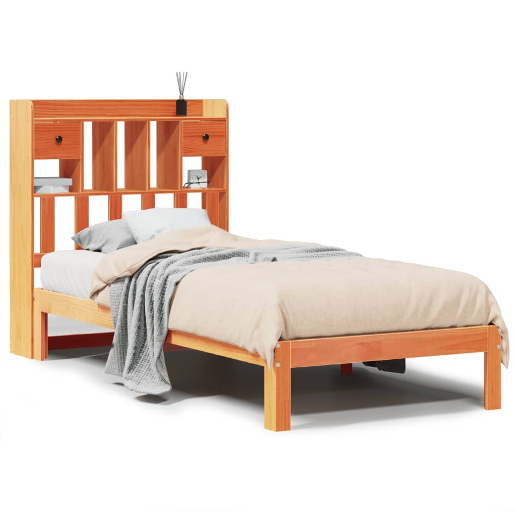 Bed met boekenkast zonder matras grenenhout wasbruin 90x190 cm Bedden & bedframes | Creëer jouw Trendy Thuis | Gratis bezorgd & Retour | Trendy.nl