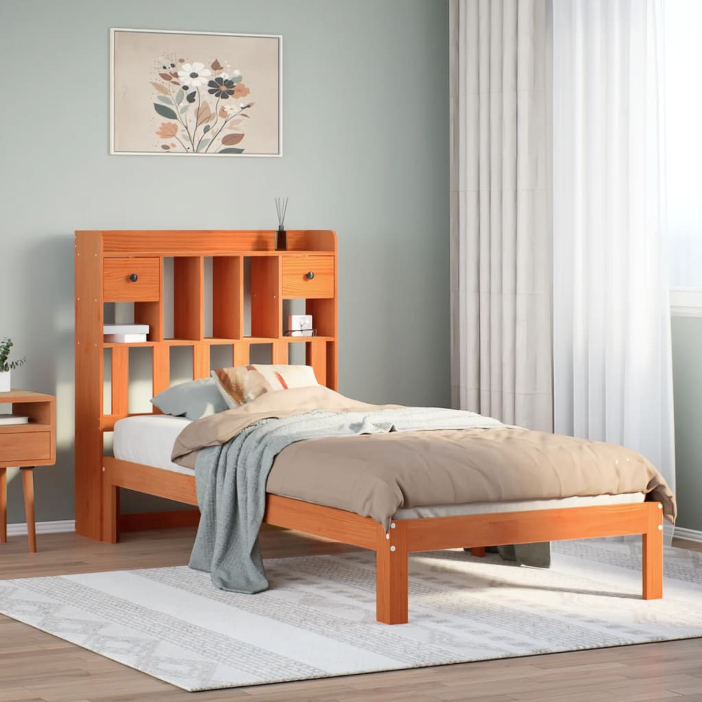 Bed met boekenkast zonder matras grenenhout wasbruin 90x190 cm Bedden & bedframes | Creëer jouw Trendy Thuis | Gratis bezorgd & Retour | Trendy.nl