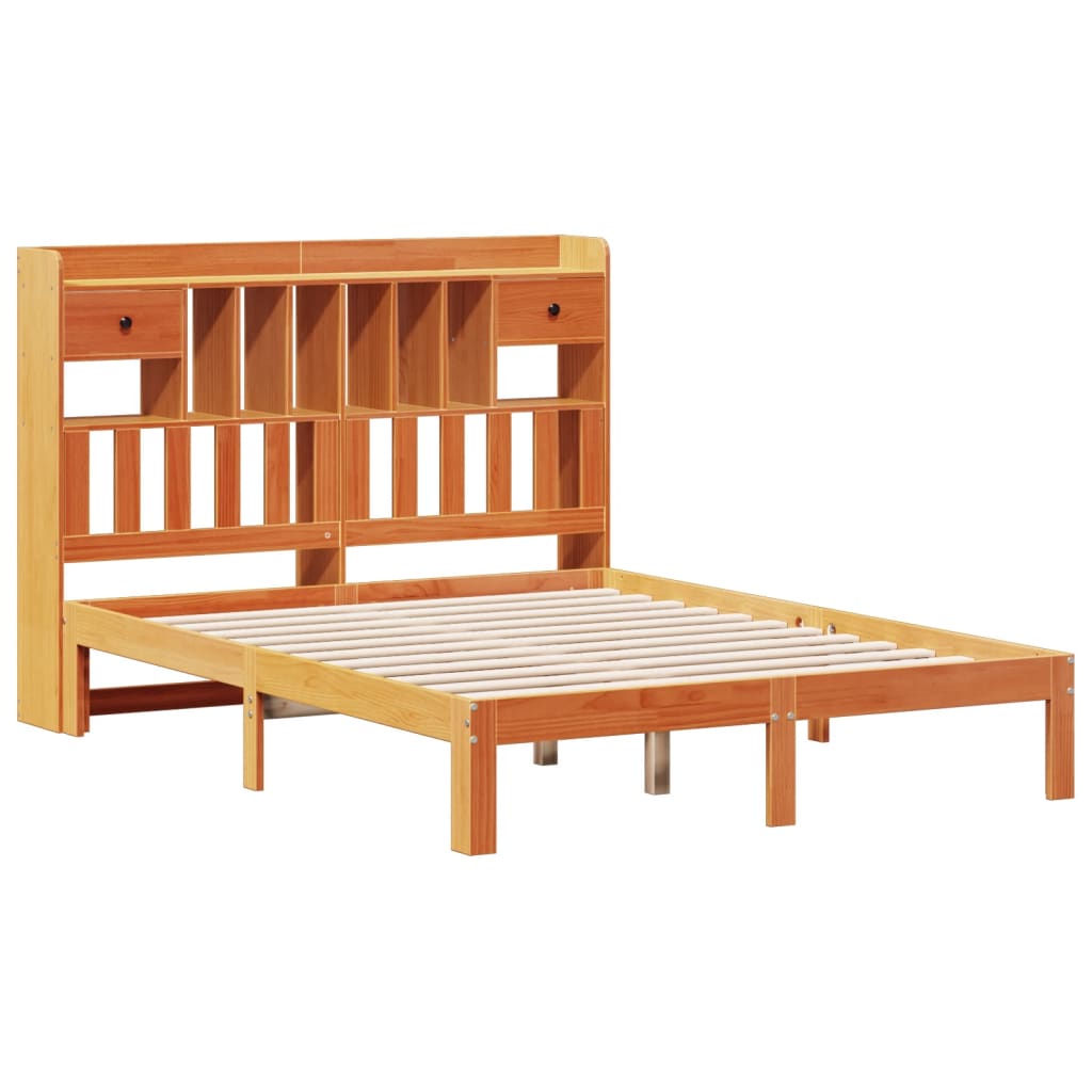 Bed met boekenkast zonder matras grenenhout wasbruin 140x190 cm Bedden & bedframes | Creëer jouw Trendy Thuis | Gratis bezorgd & Retour | Trendy.nl