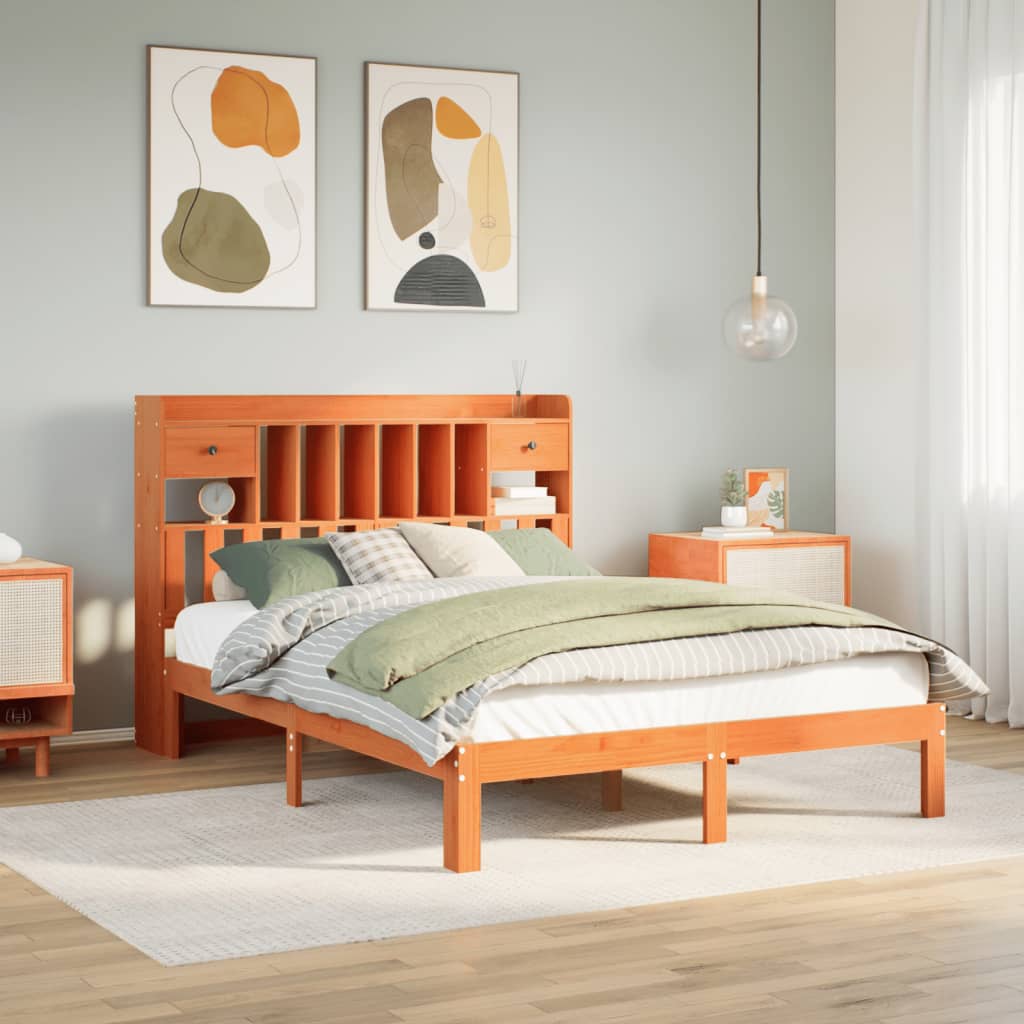 Bed met boekenkast zonder matras grenenhout wasbruin 140x190 cm Bedden & bedframes | Creëer jouw Trendy Thuis | Gratis bezorgd & Retour | Trendy.nl