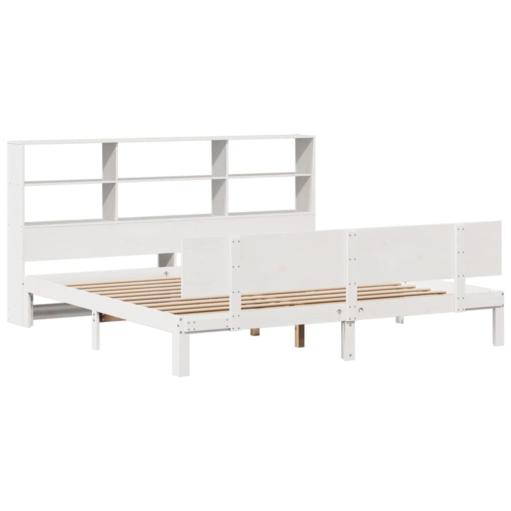 Bed met boekenkast zonder matras grenenhout wit 180x200 cm