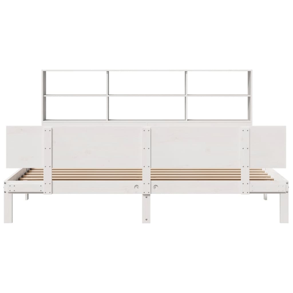 Bed met boekenkast zonder matras grenenhout wit 180x200 cm