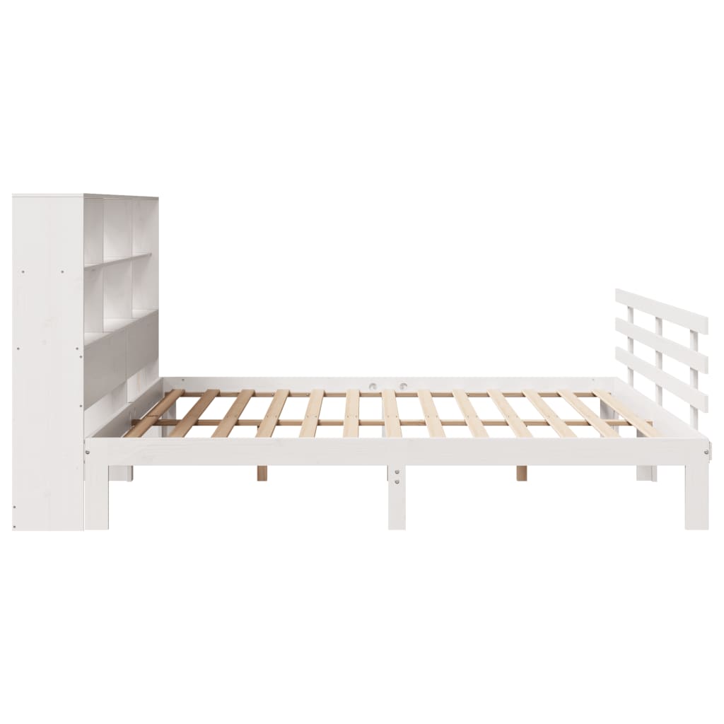 Bed met boekenkast zonder matras grenenhout wit 180x200 cm