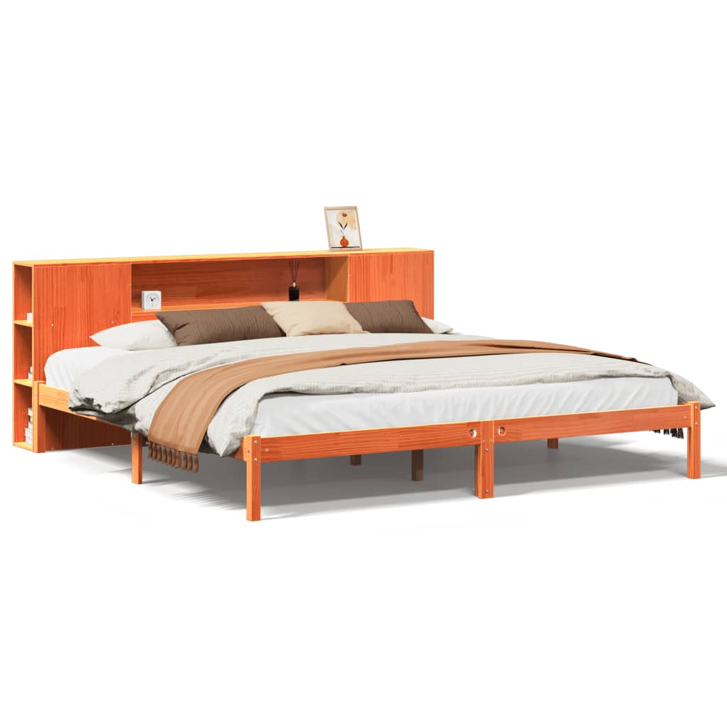 Bed met boekenkast zonder matras grenenhout wasbruin 180x200 cm Bedden & bedframes | Creëer jouw Trendy Thuis | Gratis bezorgd & Retour | Trendy.nl