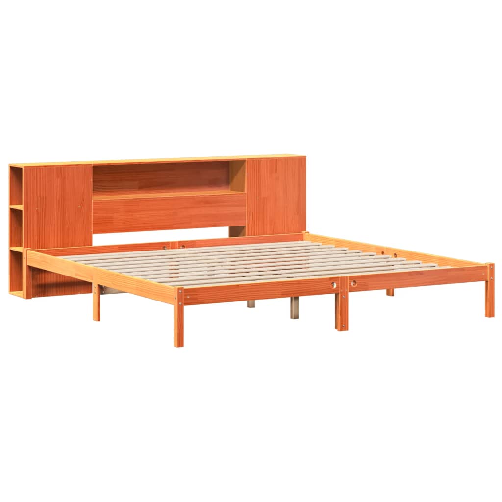 Bed met boekenkast zonder matras grenenhout wasbruin 180x200 cm Bedden & bedframes | Creëer jouw Trendy Thuis | Gratis bezorgd & Retour | Trendy.nl