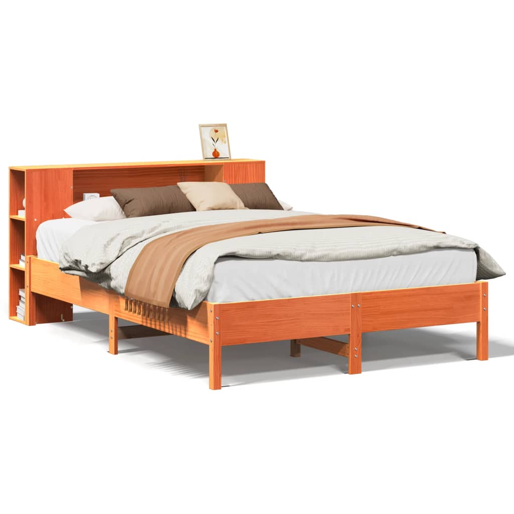 Bed met boekenkast zonder matras grenenhout wasbruin 160x200 cm Bedden & bedframes | Creëer jouw Trendy Thuis | Gratis bezorgd & Retour | Trendy.nl