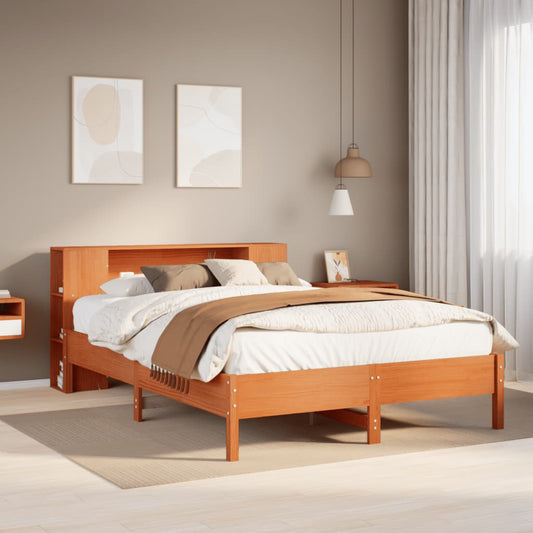 Bed met boekenkast zonder matras grenenhout wasbruin 140x190 cm Bedden & bedframes | Creëer jouw Trendy Thuis | Gratis bezorgd & Retour | Trendy.nl