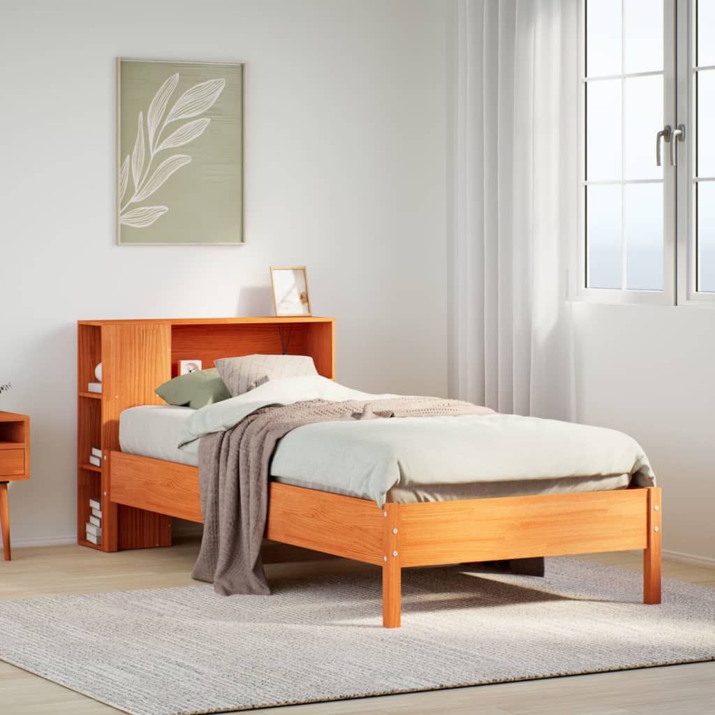 Bed met boekenkast zonder matras grenenhout wasbruin 90x190 cm Bedden & bedframes | Creëer jouw Trendy Thuis | Gratis bezorgd & Retour | Trendy.nl