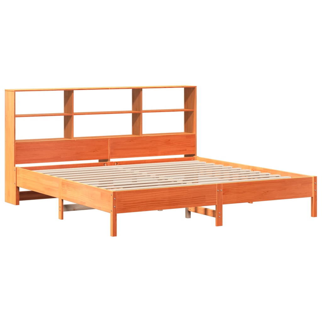 Bed met boekenkast zonder matras grenenhout wasbruin 200x200 cm Bedden & bedframes | Creëer jouw Trendy Thuis | Gratis bezorgd & Retour | Trendy.nl