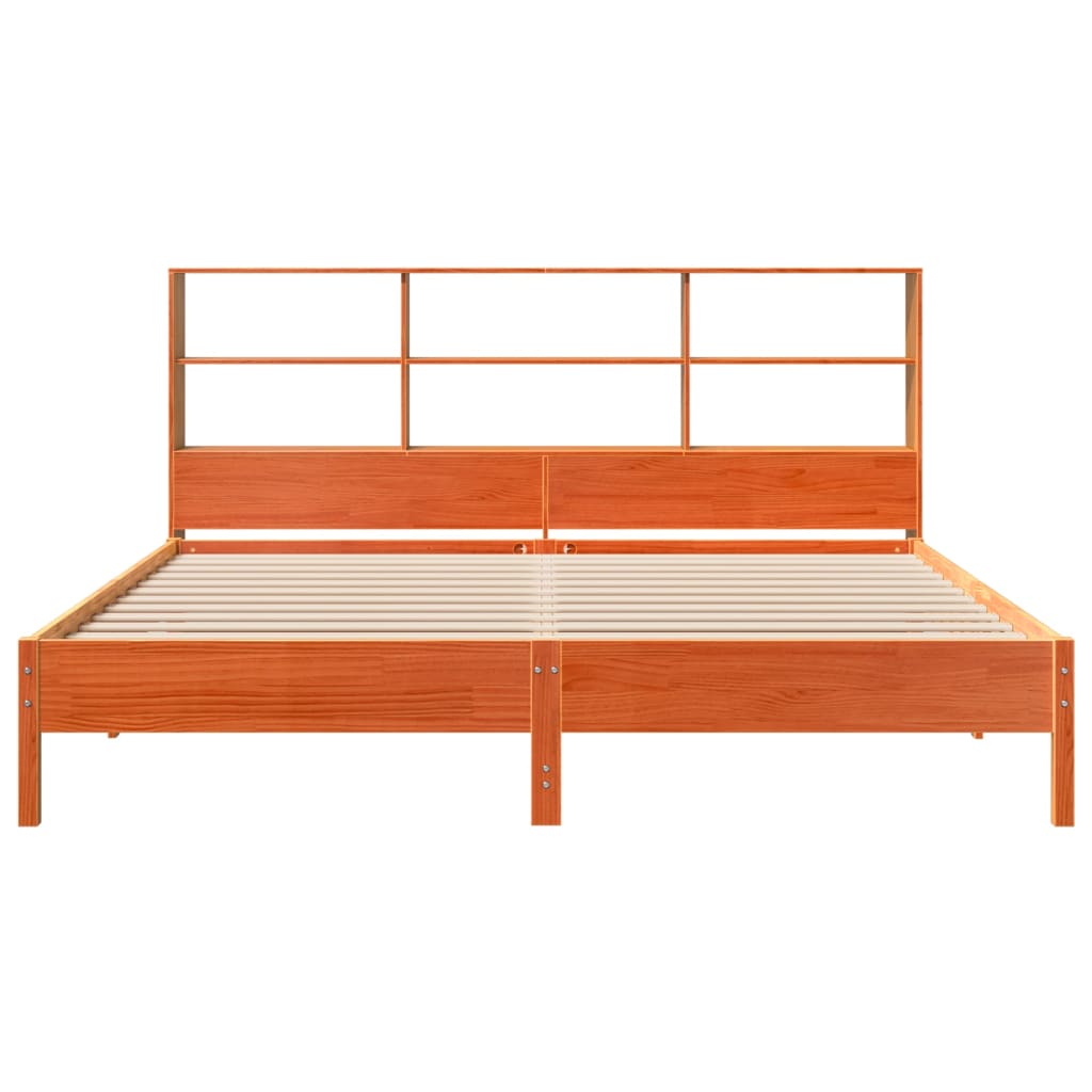 Bed met boekenkast zonder matras grenenhout wasbruin 200x200 cm Bedden & bedframes | Creëer jouw Trendy Thuis | Gratis bezorgd & Retour | Trendy.nl