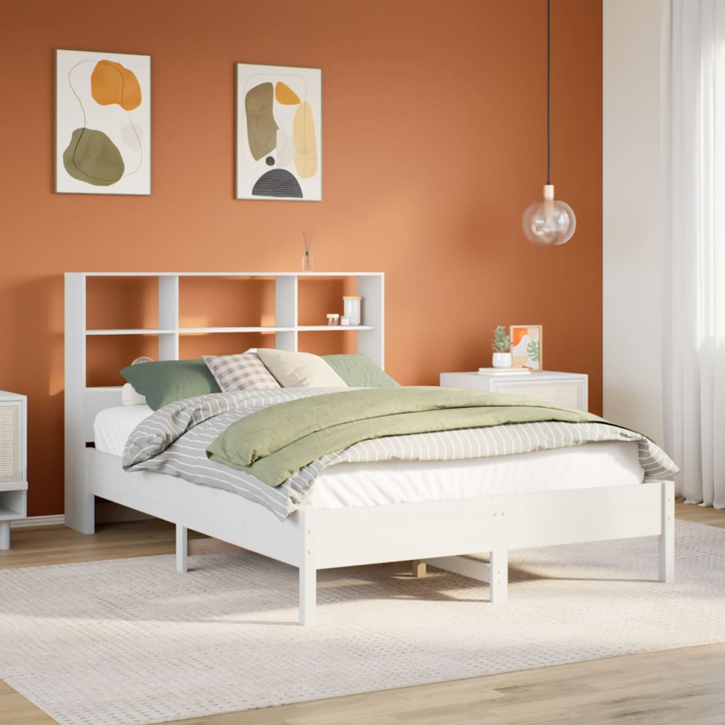 Bed met boekenkast zonder matras grenenhout wit 150x200 cm Bedden & bedframes | Creëer jouw Trendy Thuis | Gratis bezorgd & Retour | Trendy.nl