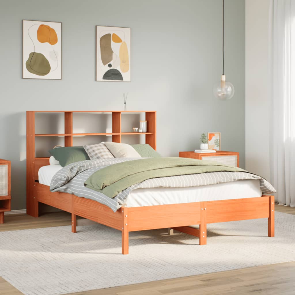 Bed met boekenkast zonder matras grenenhout wasbruin 150x200 cm Bedden & bedframes | Creëer jouw Trendy Thuis | Gratis bezorgd & Retour | Trendy.nl