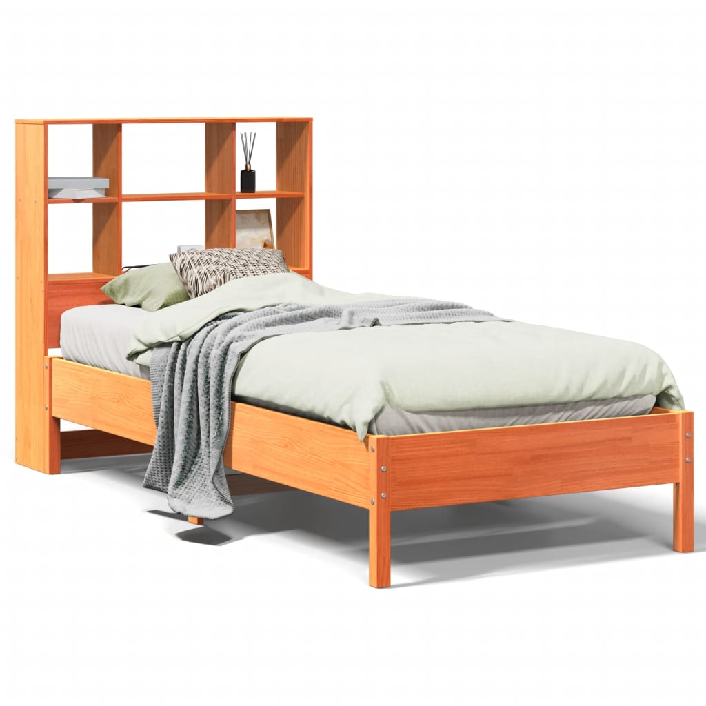 Bed met boekenkast zonder matras grenenhout wasbruin 90x190 cm Bedden & bedframes | Creëer jouw Trendy Thuis | Gratis bezorgd & Retour | Trendy.nl