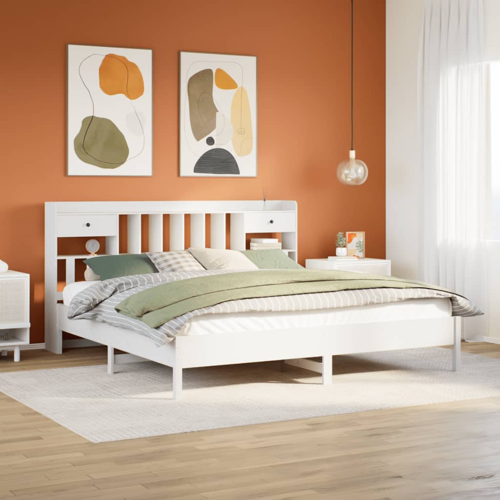 Bed met boekenkast zonder matras grenenhout wit 180x200 cm Bedden & bedframes | Creëer jouw Trendy Thuis | Gratis bezorgd & Retour | Trendy.nl