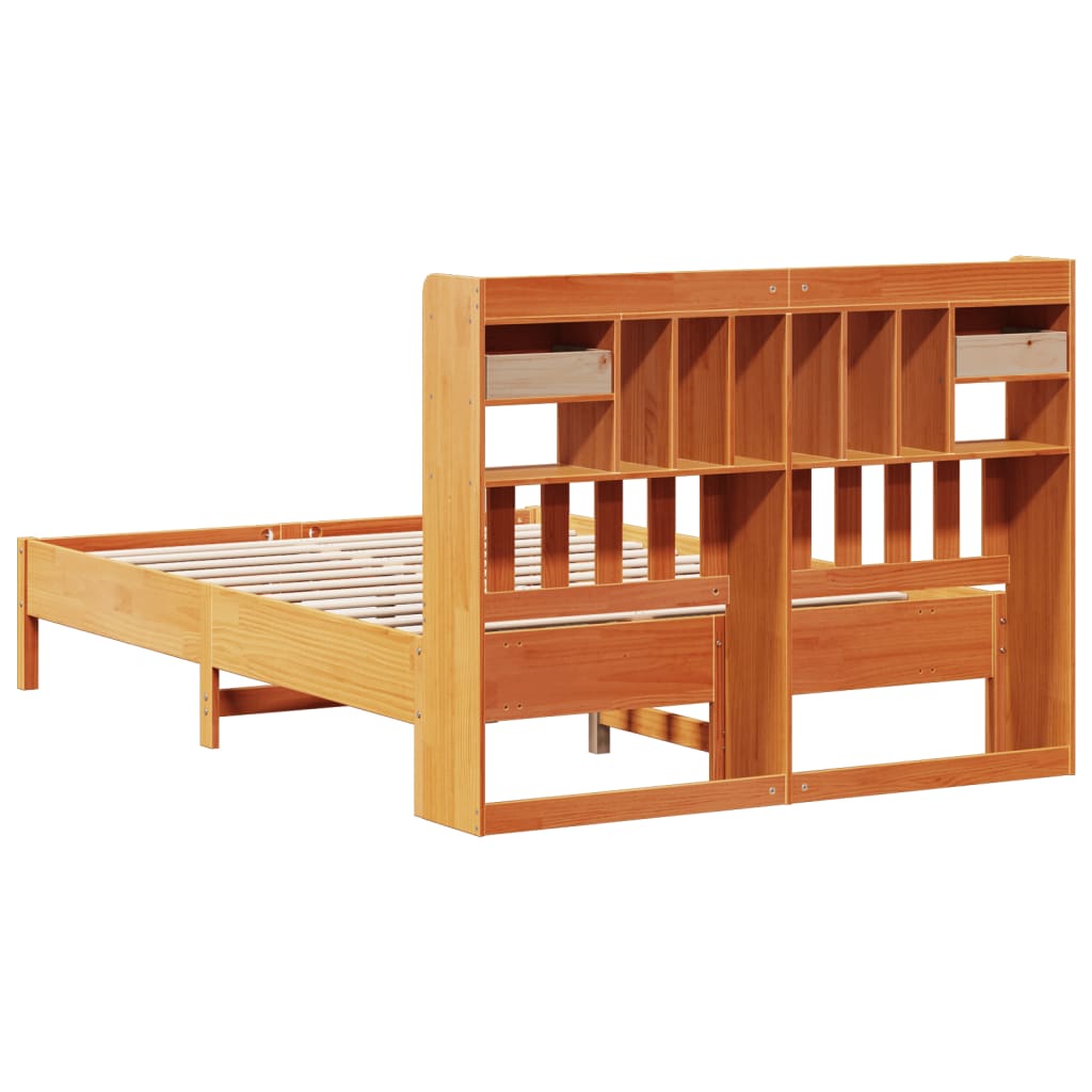 Bed met boekenkast zonder matras grenenhout wasbruin 140x190 cm Bedden & bedframes | Creëer jouw Trendy Thuis | Gratis bezorgd & Retour | Trendy.nl