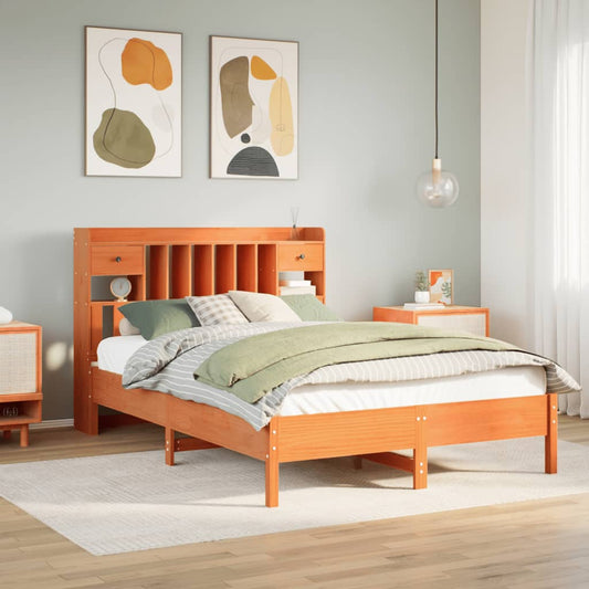 Bed met boekenkast zonder matras grenenhout wasbruin 140x190 cm Bedden & bedframes | Creëer jouw Trendy Thuis | Gratis bezorgd & Retour | Trendy.nl