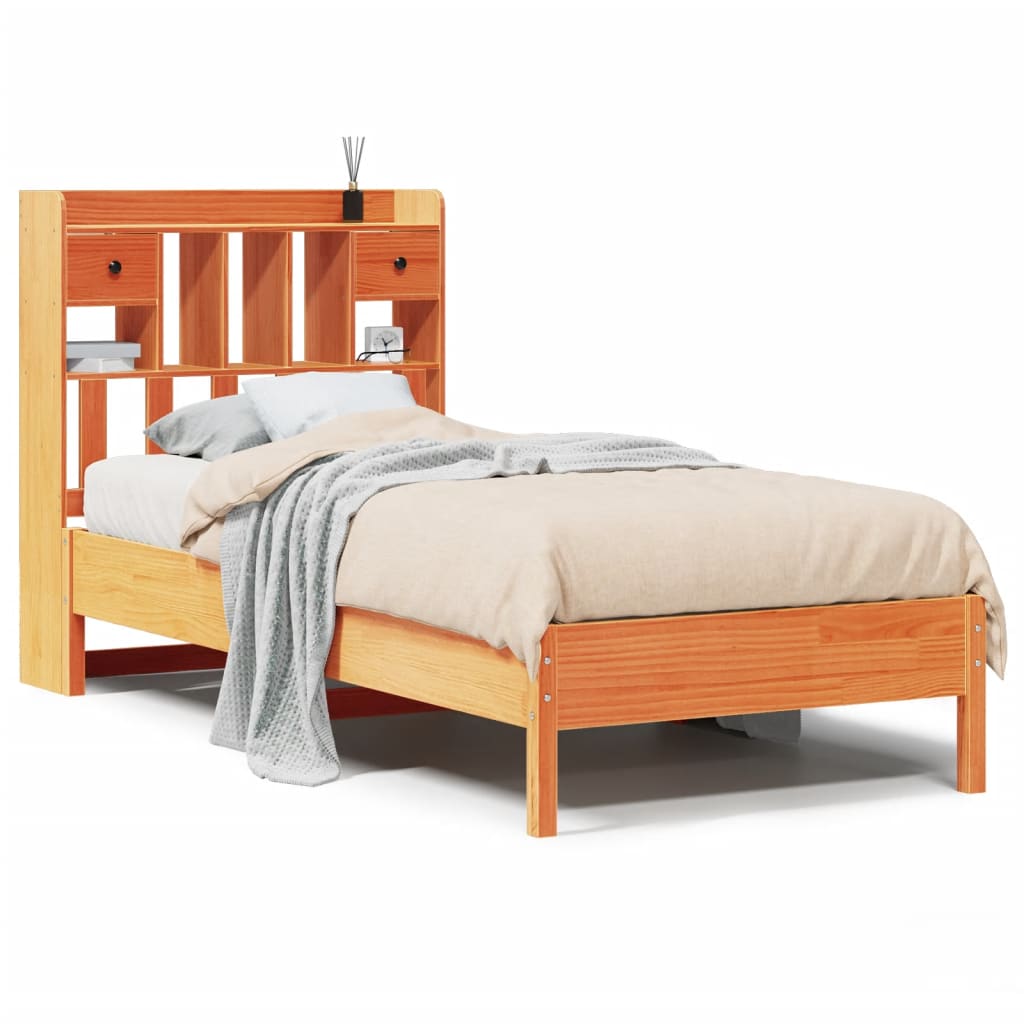 Bed met boekenkast zonder matras grenenhout wasbruin 90x190 cm Bedden & bedframes | Creëer jouw Trendy Thuis | Gratis bezorgd & Retour | Trendy.nl