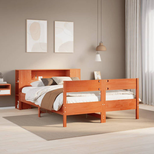 Bed met boekenkast zonder matras grenenhout wasbruin 160x200 cm Bedden & bedframes | Creëer jouw Trendy Thuis | Gratis bezorgd & Retour | Trendy.nl