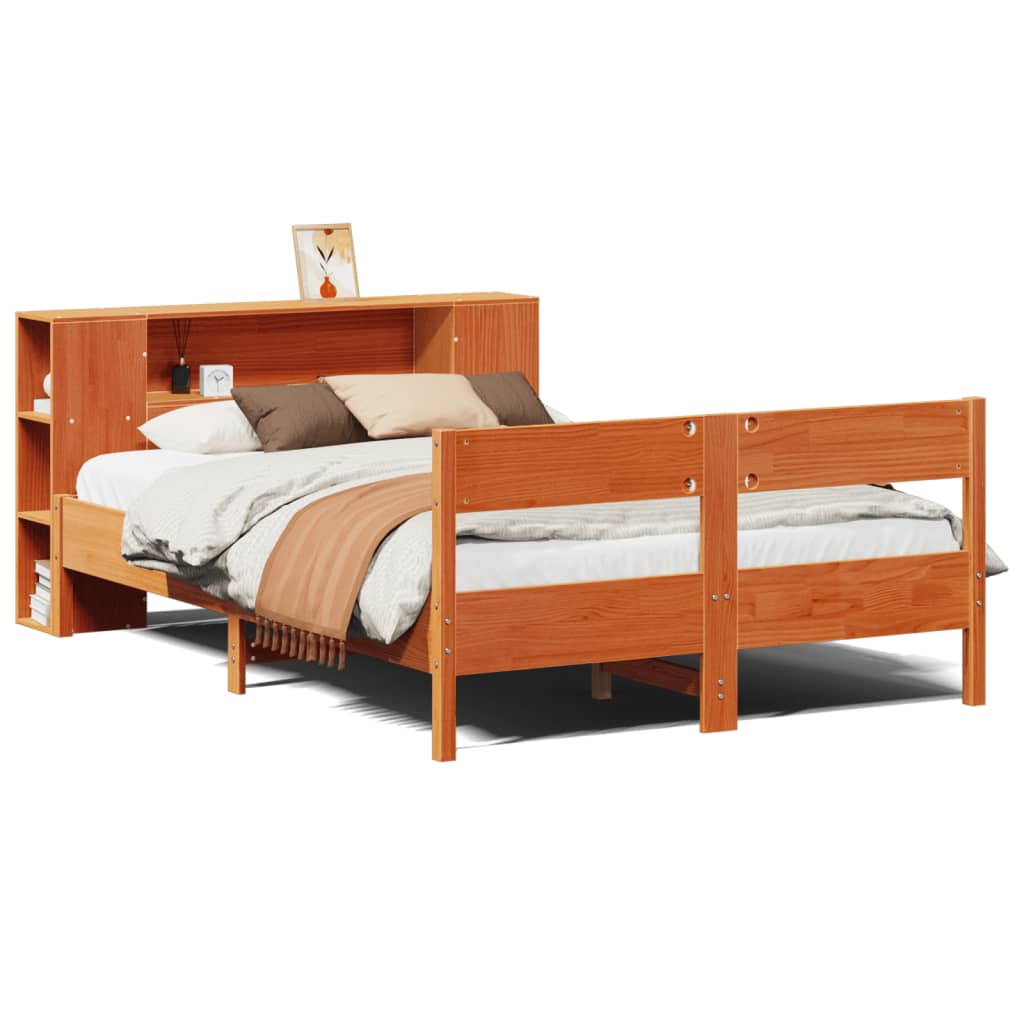 Bed met boekenkast zonder matras grenenhout wasbruin 150x200 cm Bedden & bedframes | Creëer jouw Trendy Thuis | Gratis bezorgd & Retour | Trendy.nl