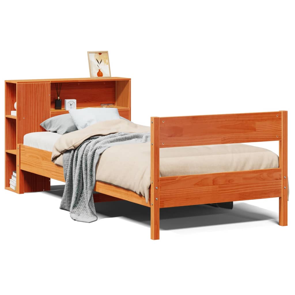 Bed met boekenkast zonder matras grenenhout wasbruin 90x190 cm Bedden & bedframes | Creëer jouw Trendy Thuis | Gratis bezorgd & Retour | Trendy.nl