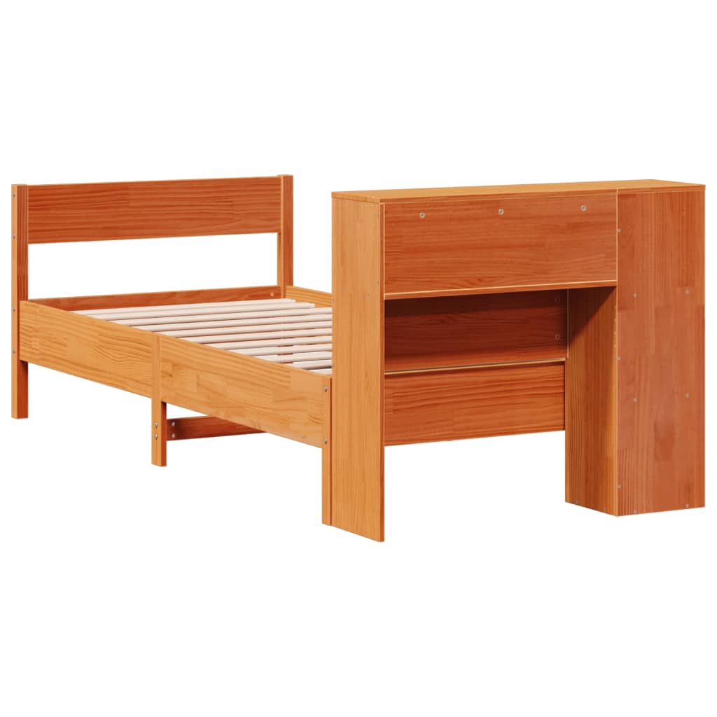 Bed met boekenkast zonder matras grenenhout wasbruin 90x190 cm Bedden & bedframes | Creëer jouw Trendy Thuis | Gratis bezorgd & Retour | Trendy.nl