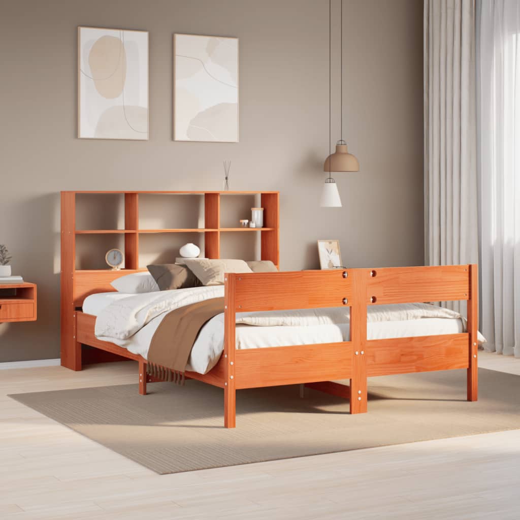 Bed met boekenkast zonder matras grenenhout wasbruin 120x200 cm Bedden & bedframes | Creëer jouw Trendy Thuis | Gratis bezorgd & Retour | Trendy.nl