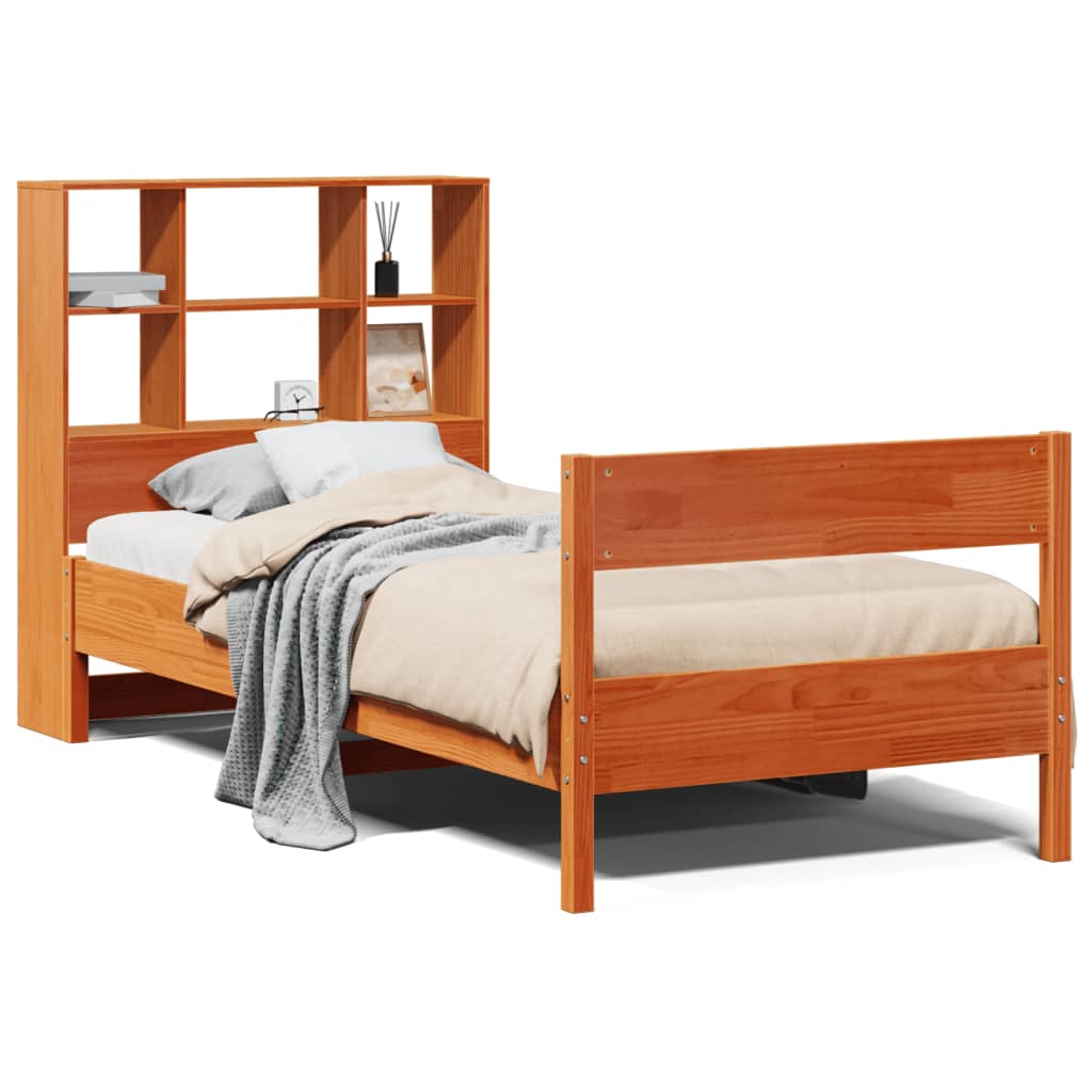 Bed met boekenkast zonder matras grenenhout wasbruin 90x190 cm Bedden & bedframes | Creëer jouw Trendy Thuis | Gratis bezorgd & Retour | Trendy.nl