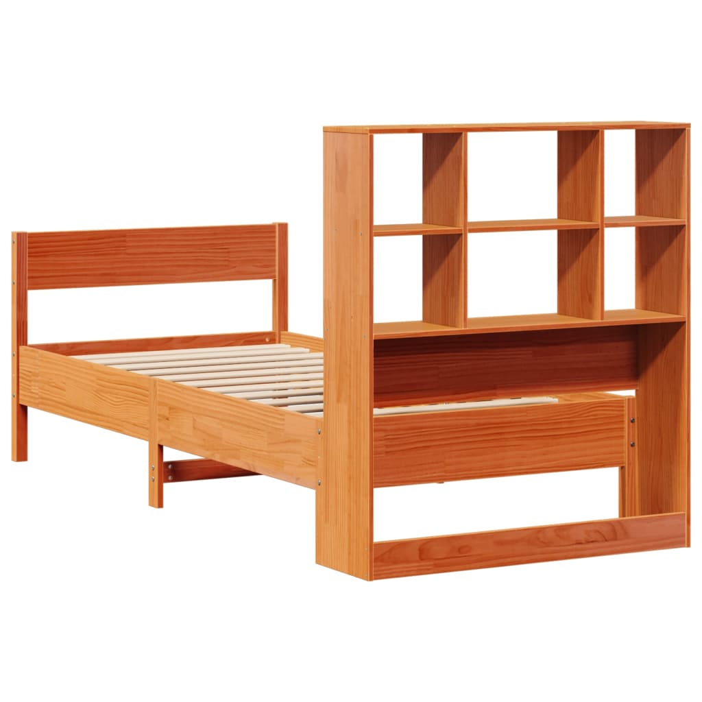 Bed met boekenkast zonder matras grenenhout wasbruin 90x190 cm Bedden & bedframes | Creëer jouw Trendy Thuis | Gratis bezorgd & Retour | Trendy.nl