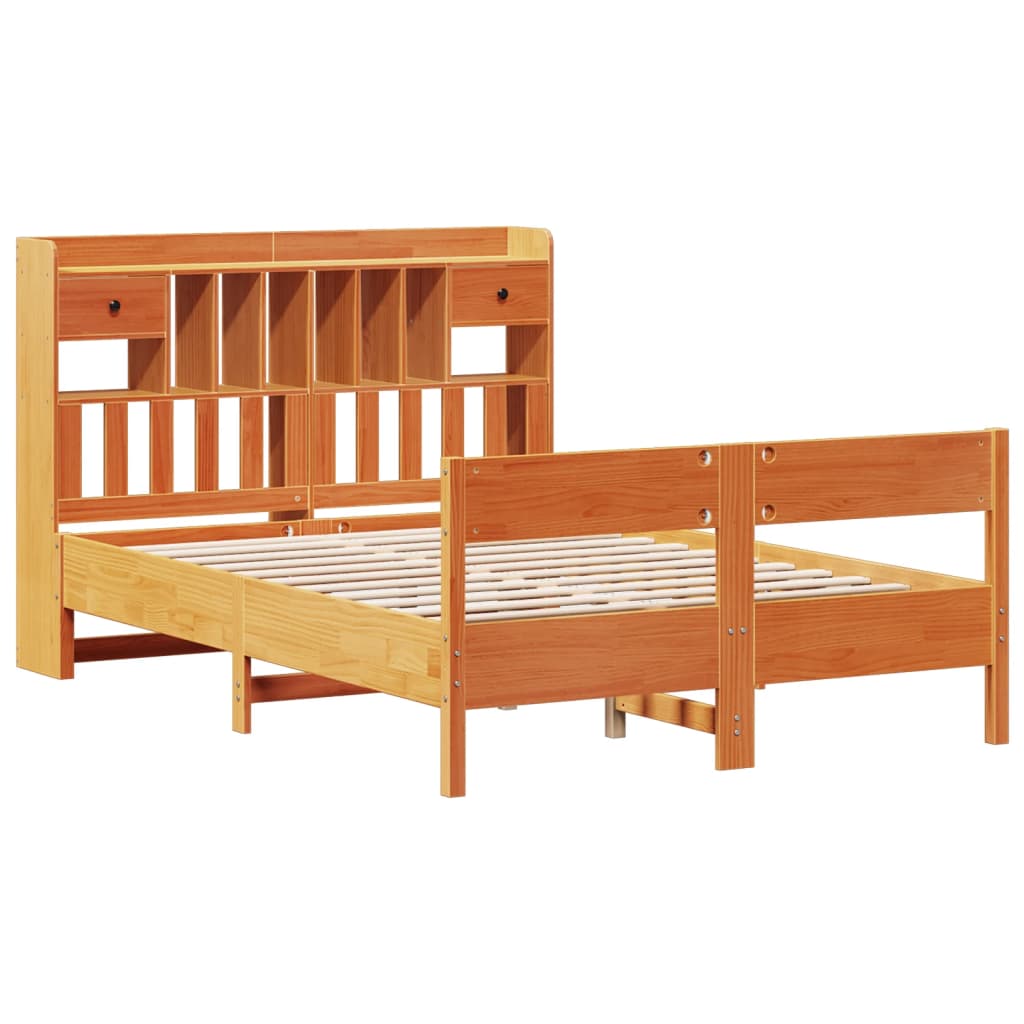 Bed met boekenkast zonder matras grenenhout wasbruin 160x200 cm Bedden & bedframes | Creëer jouw Trendy Thuis | Gratis bezorgd & Retour | Trendy.nl