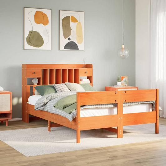 Bed met boekenkast zonder matras grenenhout wasbruin 160x200 cm Bedden & bedframes | Creëer jouw Trendy Thuis | Gratis bezorgd & Retour | Trendy.nl