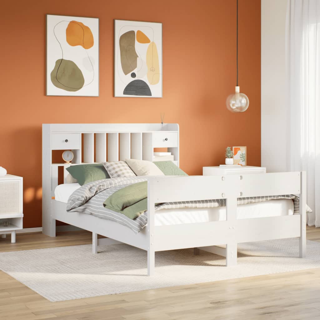 Bed met boekenkast zonder matras grenenhout wit 150x200 cm Bedden & bedframes | Creëer jouw Trendy Thuis | Gratis bezorgd & Retour | Trendy.nl