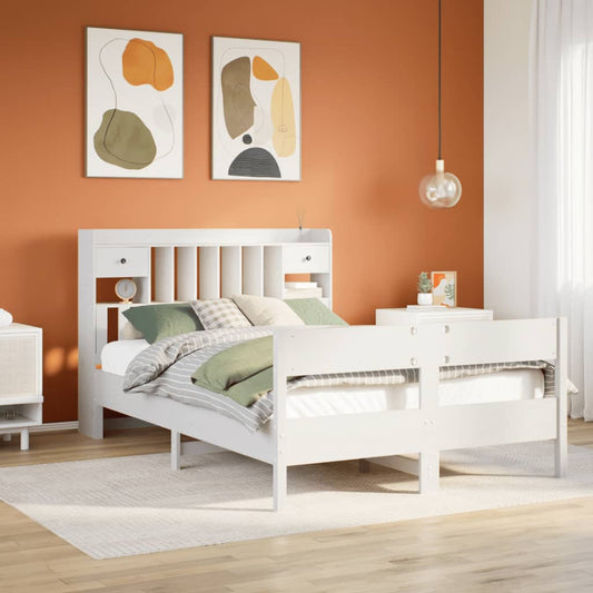 Bed met boekenkast zonder matras grenenhout wit 150x200 cm Bedden & bedframes | Creëer jouw Trendy Thuis | Gratis bezorgd & Retour | Trendy.nl