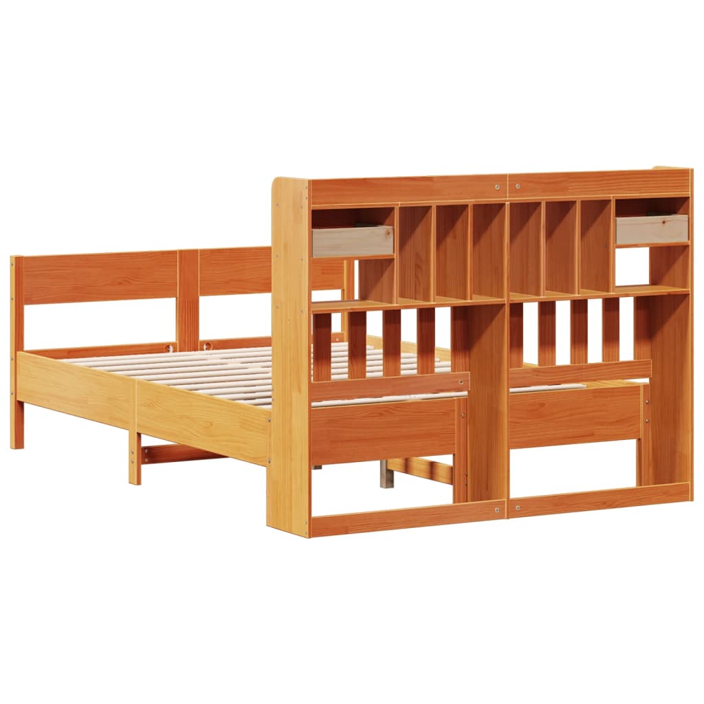 Bed met boekenkast zonder matras grenenhout wasbruin 140x190 cm Bedden & bedframes | Creëer jouw Trendy Thuis | Gratis bezorgd & Retour | Trendy.nl