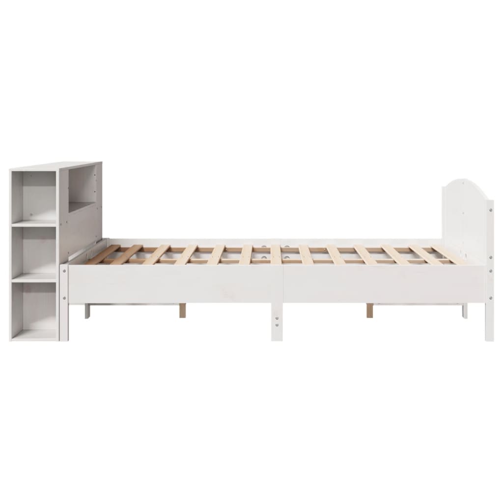 Bed met boekenkast zonder matras grenenhout wit 160x200 cm