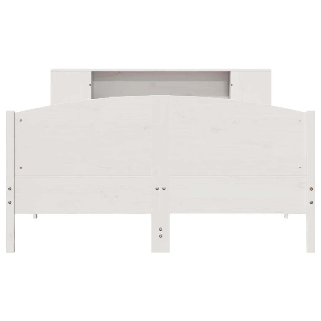 Bed met boekenkast zonder matras grenenhout wit 135x190 cm