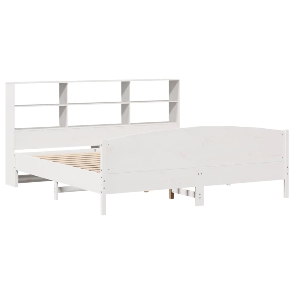 Bed met boekenkast zonder matras grenenhout wit 180x200 cm