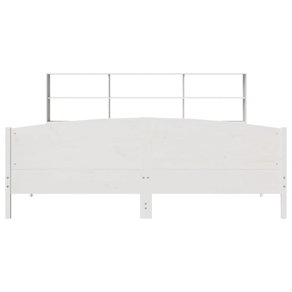 Bed met boekenkast zonder matras grenenhout wit 180x200 cm