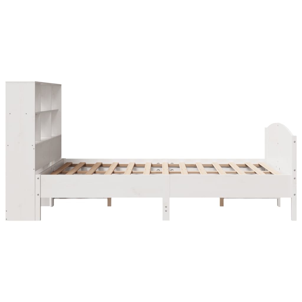 Bed met boekenkast zonder matras grenenhout wit 160x200 cm