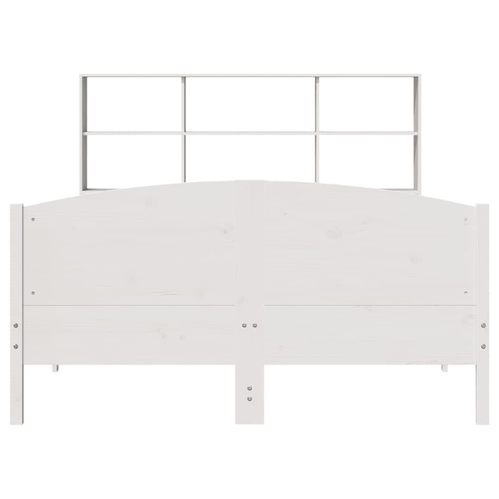 Bed met boekenkast zonder matras grenenhout wit 150x200 cm